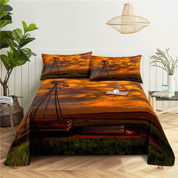 Printed Rosy Clouds Bedding Set