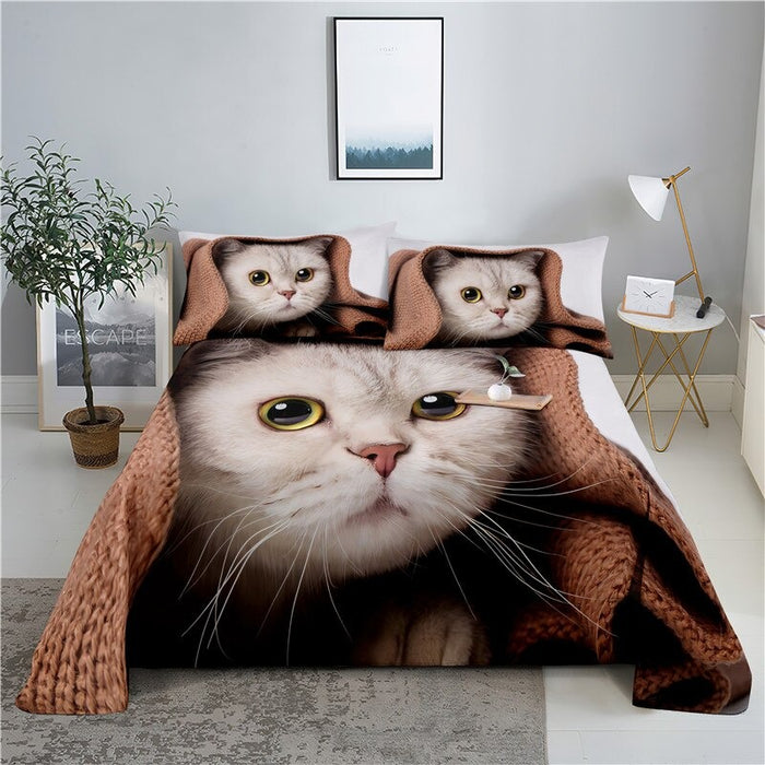 Cat Digital Print Bedding Set