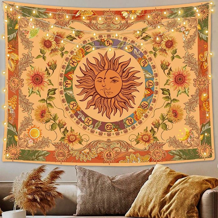 Constellation Sunflowers Aesthetic Tapestry Wall Hanging Tapis Cloth