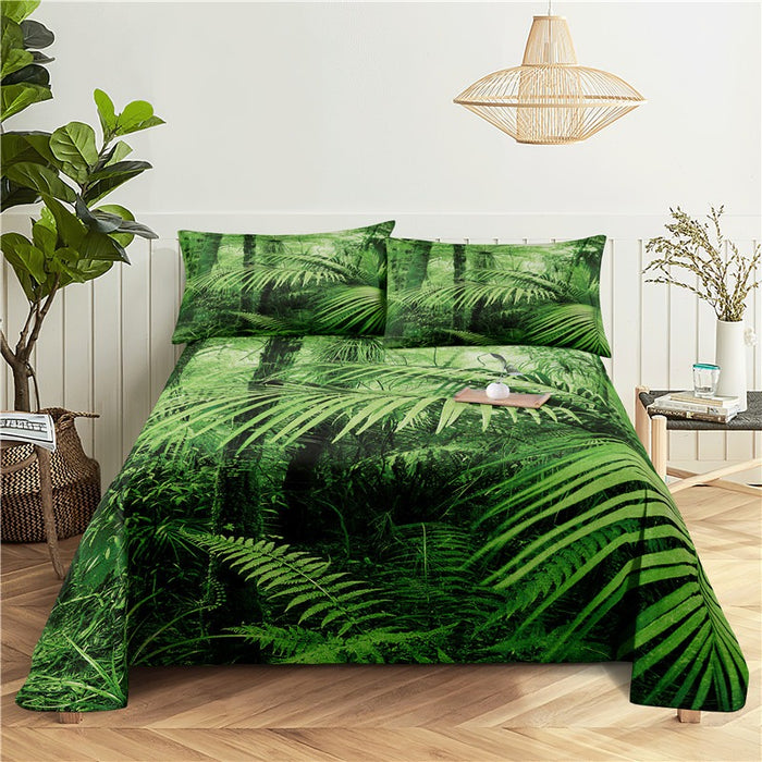 Leaf Print Bed Flat Bedding Set