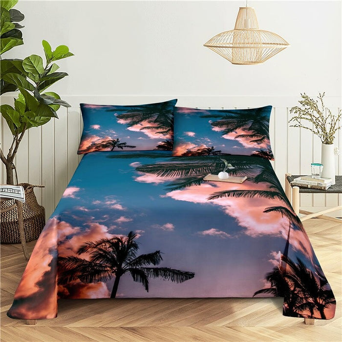 Sunset Coconut Tree Print Bedding Set