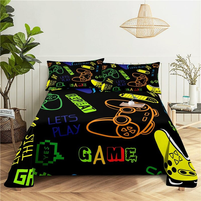 Cool Game Print Bed Flat Bedding Set