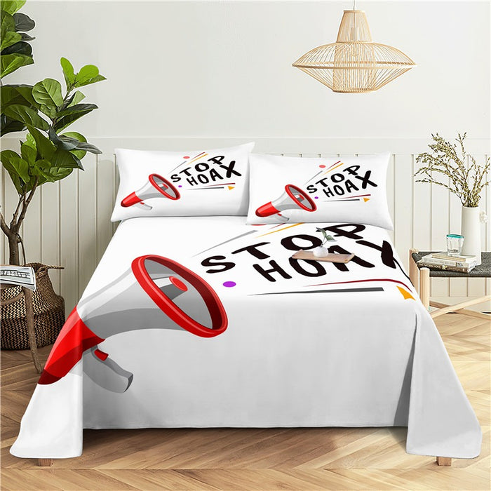 Simple Cartoon Design Print Bed Flat Bedding Set