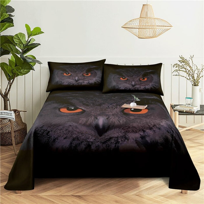 Bird Print Bed Flat Bedding Set