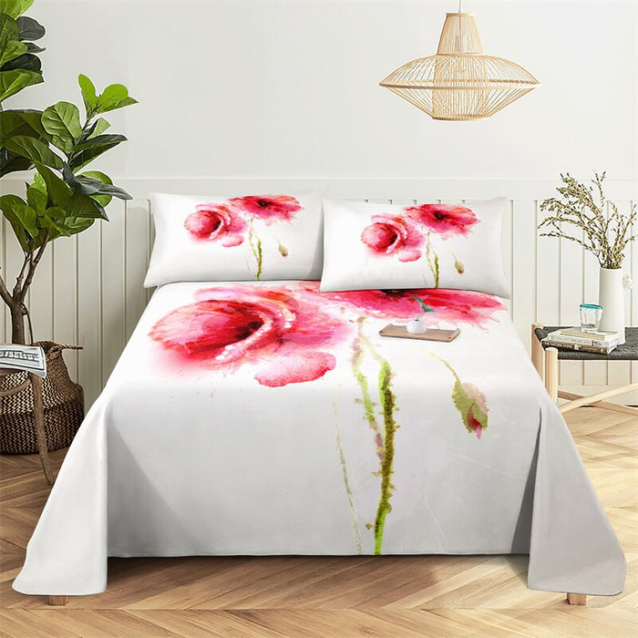 Rose Bed Sheets And Pillowcases Bedding Set