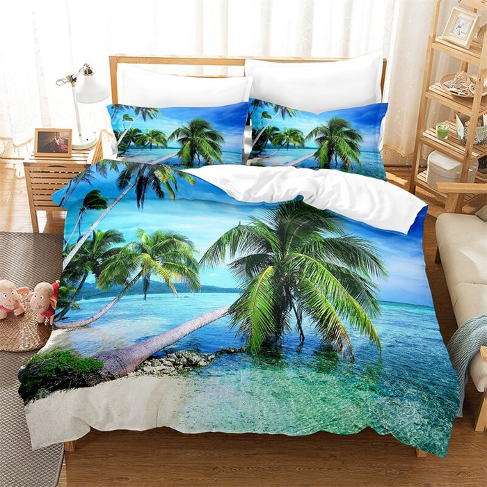 Beach Coconut Tree Digital Printed Bedding Set