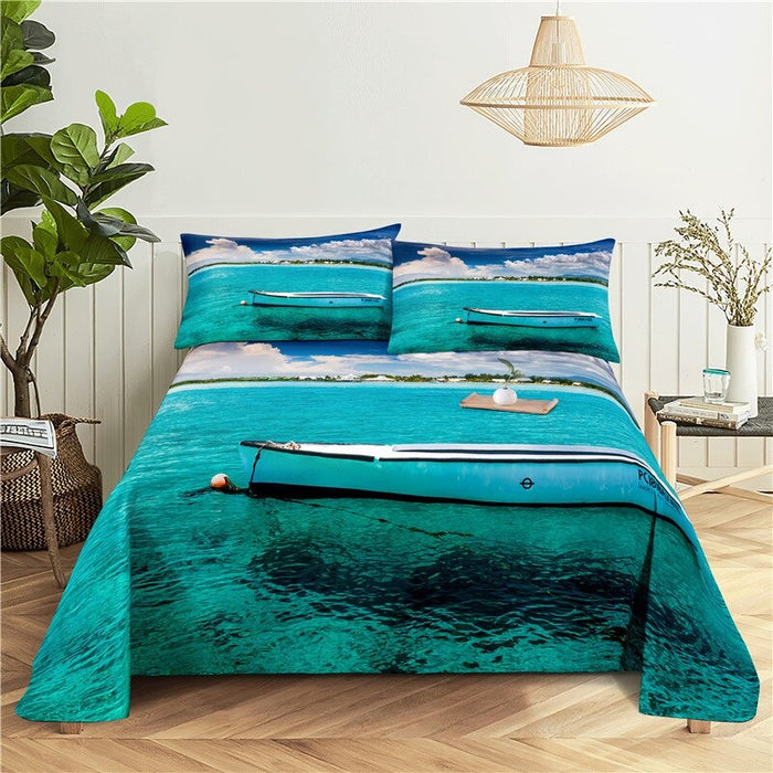 3 Sets Beautiful Seaside Pillowcase Bedding