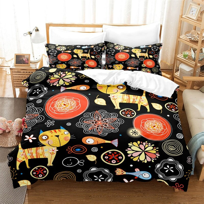 Colorful Cartoon Animals Printed Bedding Set