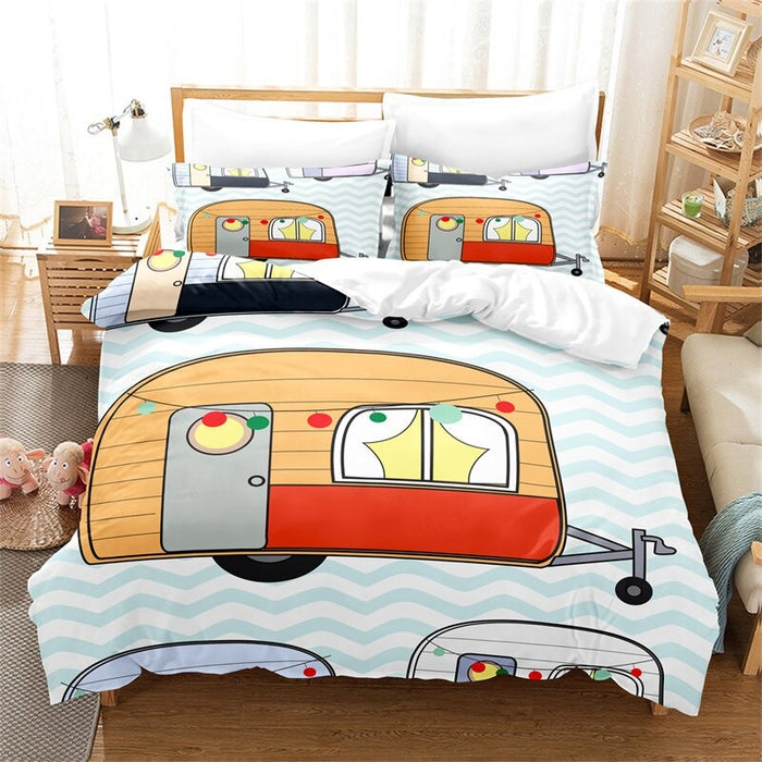 Cartoon Vehicles Digital Printed Bedding Set