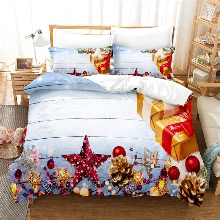 Santa Themed Christmas Duvet Cover And Pillowcase Bedding Set