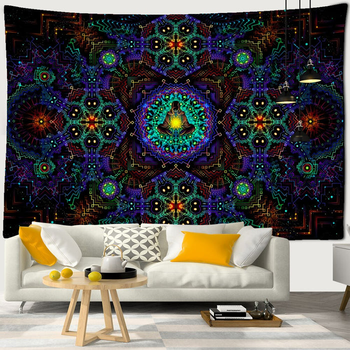 Psychedelic Medidators Tapestry Wall Hanging Tapis Cloth