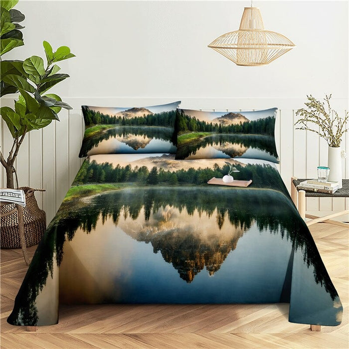 3 Sets Mountain Printed Bedding