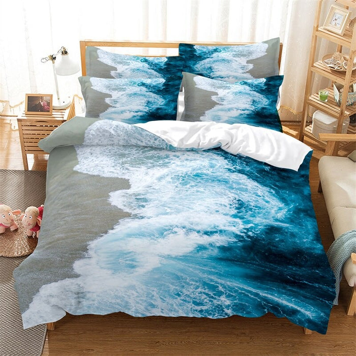 Beach Patterned Duvet Cover And Pillowcase Bedding Set