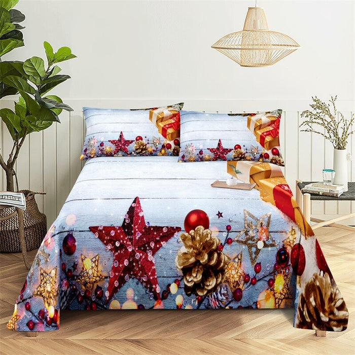 Santa Themed Complete Bed Sheets And Pillowcases Set