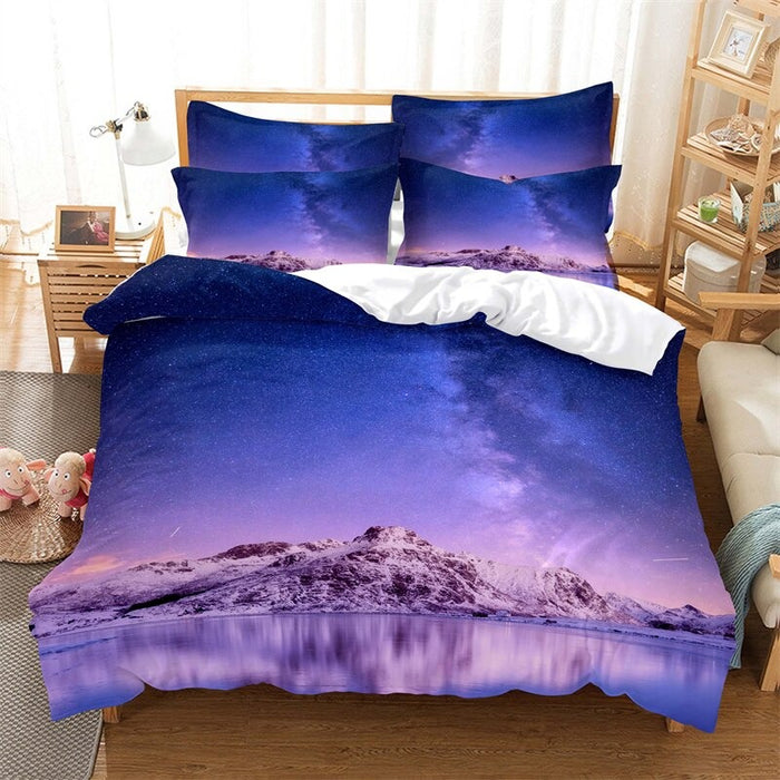 Water Flow Print Duvet Cover Sheet Bedding Set