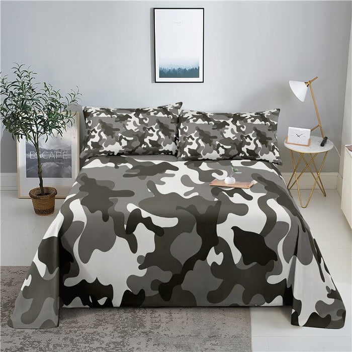 Camouflage And Pattern Color Printed Bed Flat Bedding Set