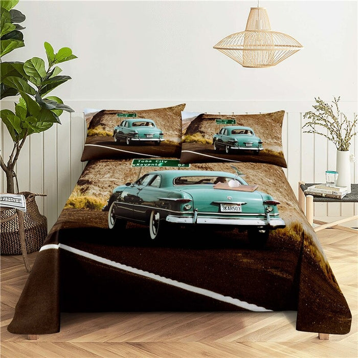 Printed Sports Car Bedding Set