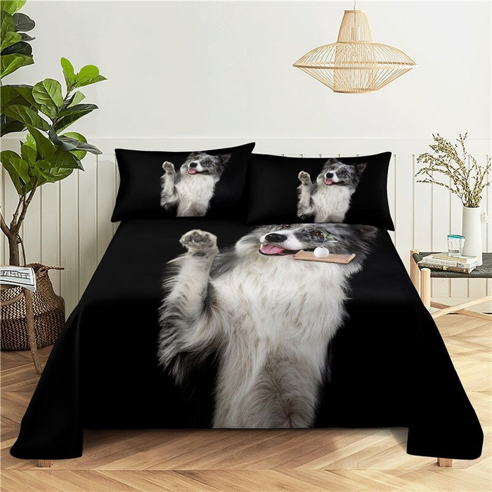 Dogs Digital Printed Polyester Bed Sheet Set