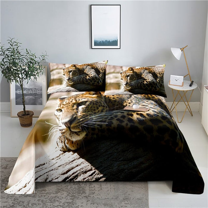 Leopard Printed Flat Bedding Set
