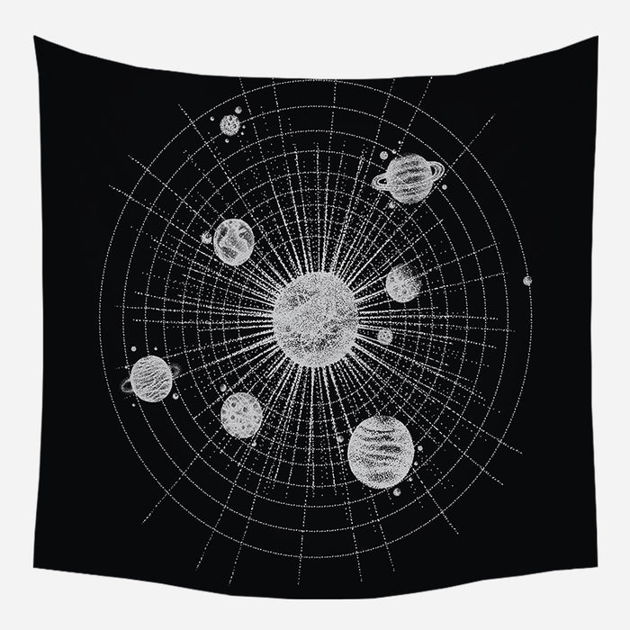 Black Solar System Tapestry Wall Hanging Tapis Cloth