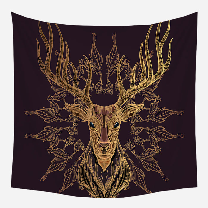 Golden Deer Tapestry Wall Hanging Tapis Cloth