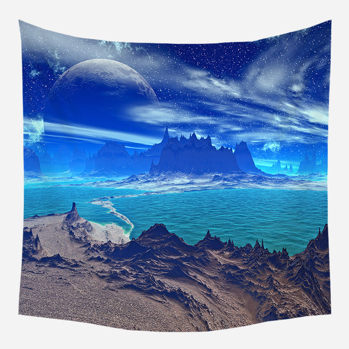 Indigo Sky Path Tapestry Wall Hanging Tapis Cloth