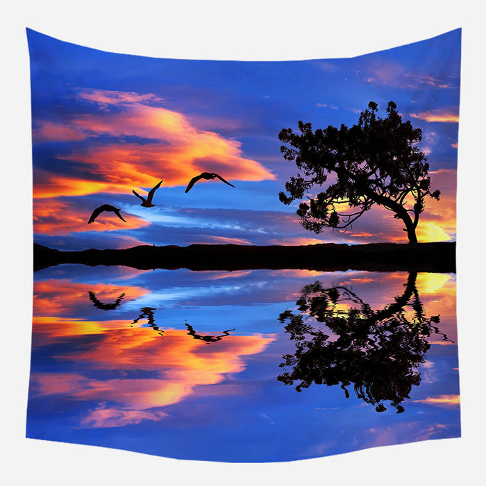 Bird Silhouette Tapestry Wall Hanging Tapis Cloth