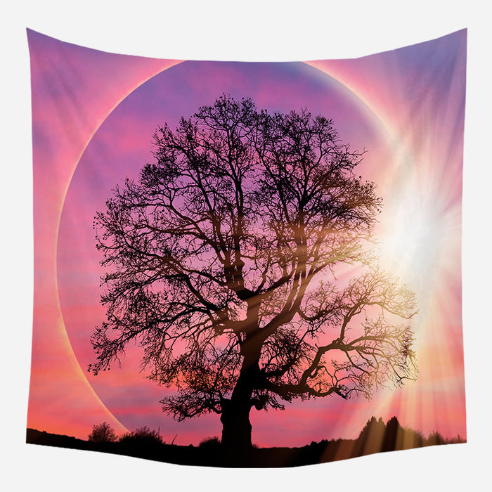 Tree Silhouette Tapestry Wall Hanging Tapis Cloth