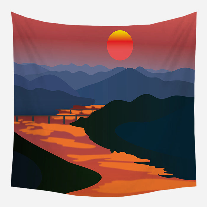 Twilight River Tapestry Wall Hanging Tapis Cloth
