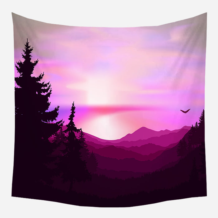 Pink Mountains Nature Tapestry Wall Hanging Tapis Cloth