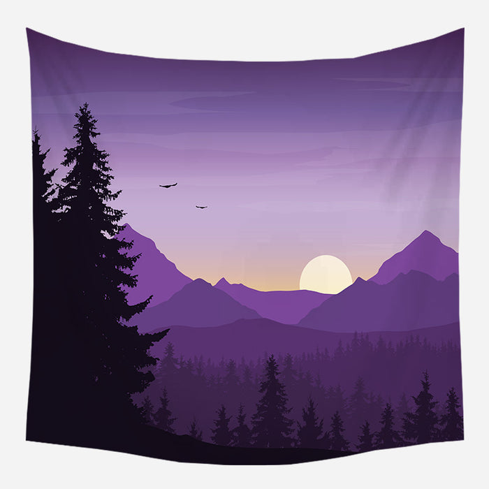 Purple Mountains Nature Tapestry Wall Hanging Tapis Cloth