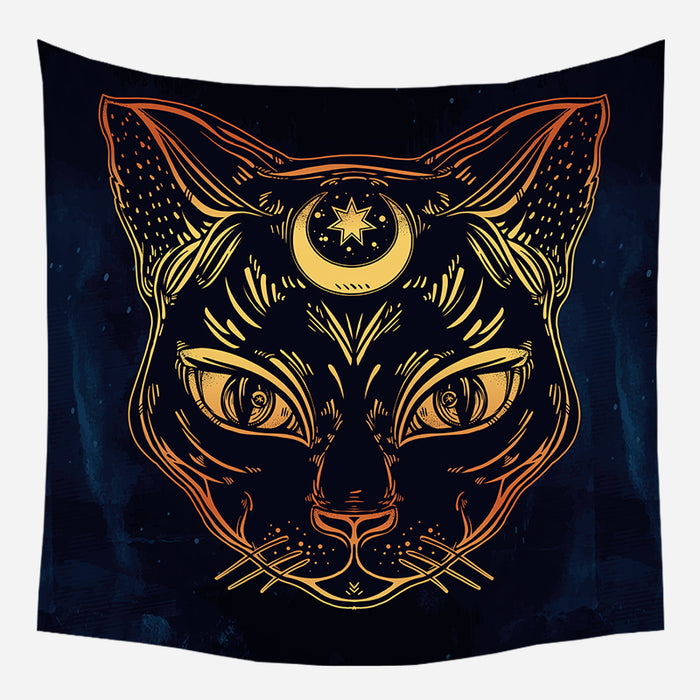 Moon Star Cat Tapestry Wall Hanging Tapis Cloth