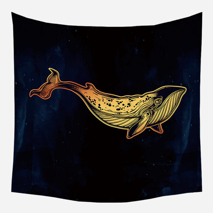 Golden Whale Tapestry Wall Hanging Tapis Cloth