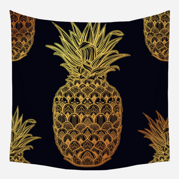 Golden Pineapple Tapestry Wall Hanging Tapis Cloth