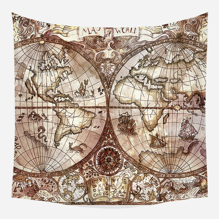 World Globe Map Tapestry Wall Hanging Tapis Cloth