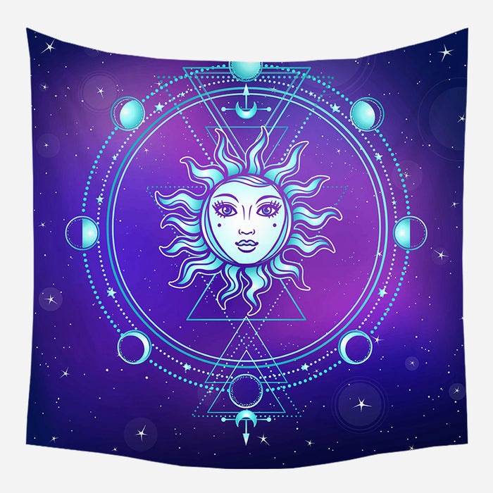 Moon's Evolution Around Sun Tapestry Wall Hanging Tapis Cloth