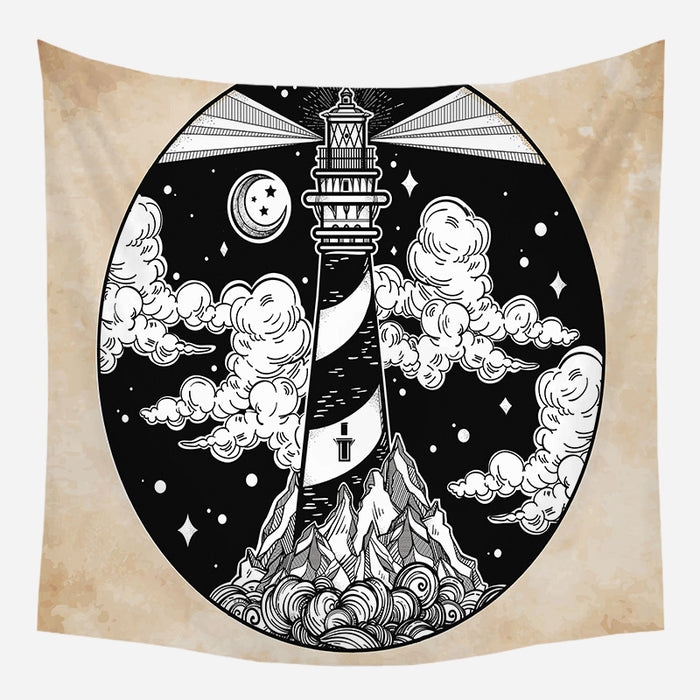 Light House At Night Tapestry Wall Hanging Tapis Cloth