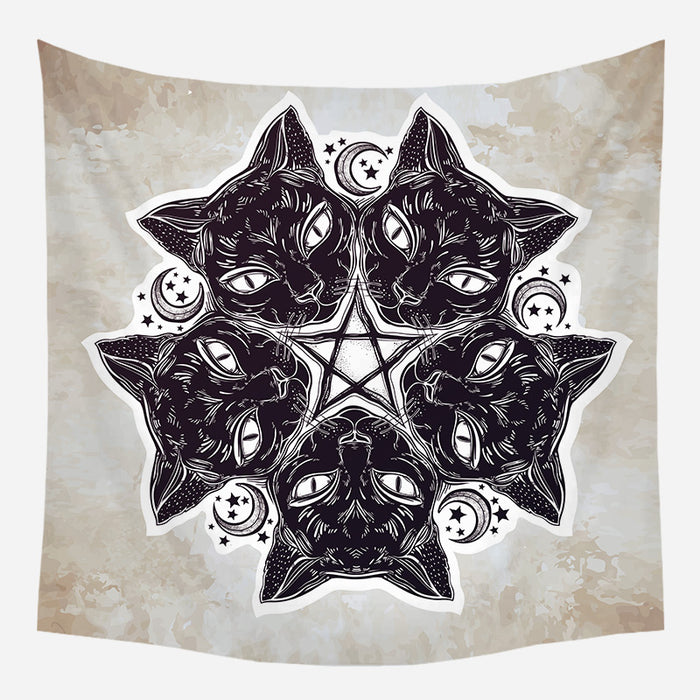 Evil Cats Star Tapestry Wall Hanging Tapis Cloth