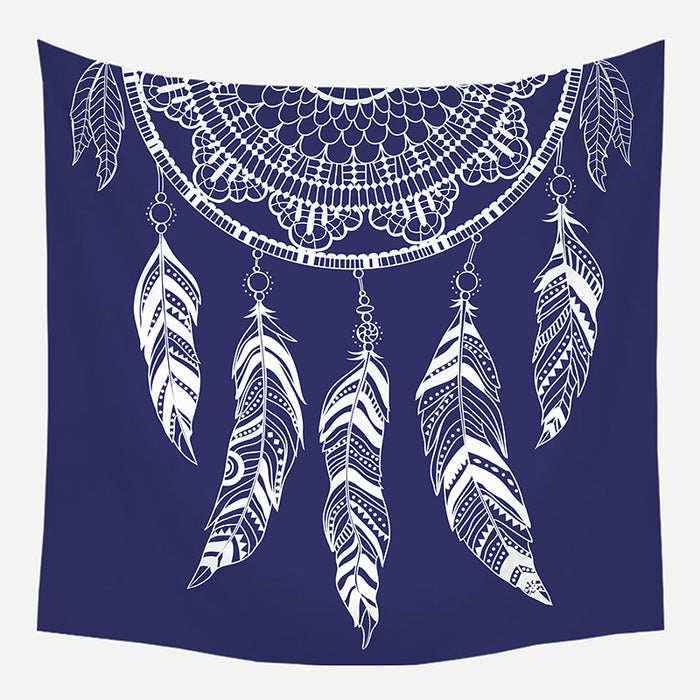 Original Navy Blue Boho Style Tapestry Wall Hanging Tapis Cloth
