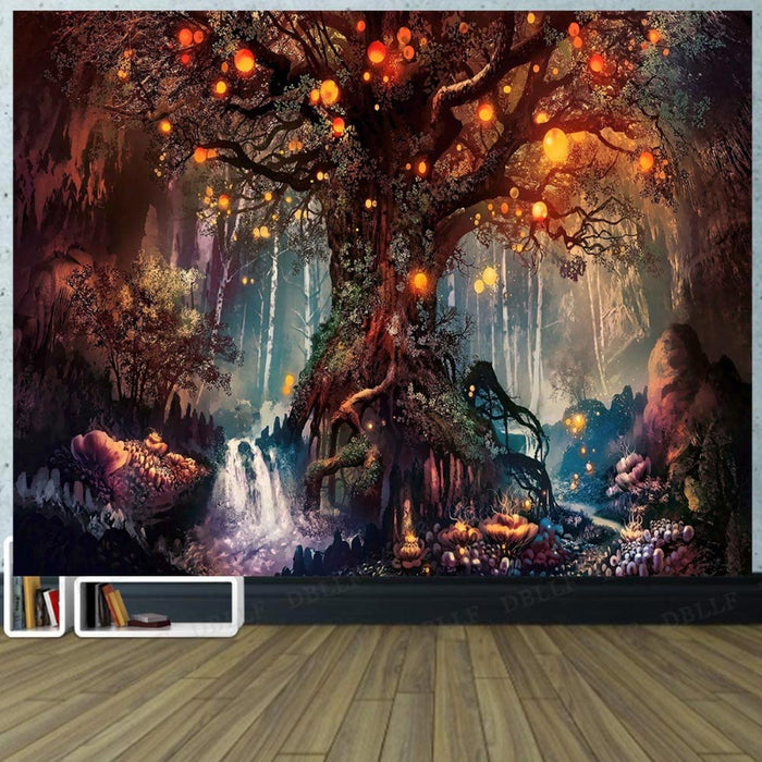 Fantasy Plant Tapestry Forest Tapestry Landscape Tree of Life Tapestry Enchanted Forest Tapestries Nature Tapestry Trippy Tapestry For Bedroom Living Room