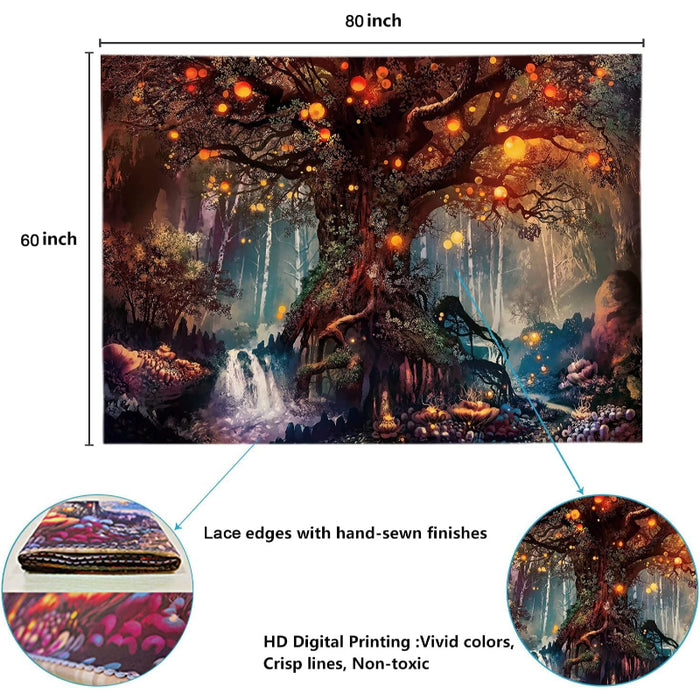 Fantasy Plant Tapestry Forest Tapestry Landscape Tree of Life Tapestry Enchanted Forest Tapestries Nature Tapestry Trippy Tapestry For Bedroom Living Room
