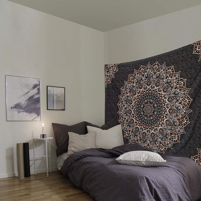 Mandala Tapestry Aesthetic,boho Tapestry Wall Hanging,pink Floral Medallion  Tapestries,bohemian Wall Art Hippie Decor For Bedroom Living Room Dorm