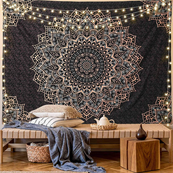 Black Mandala Tapestry Wall Hanging Psychedelic Wall Tapestry Aesthetic Indian Hippie Wall Decor Bohemian Wall Art Boho Home Decoration for Bedroom,Living Room,Dorm
