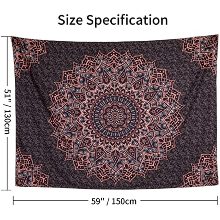 Black Pink Mandala Tapestry Wall Hanging Vintage Tapestries Aesthetic Hippie Wall Decor Bohemian Wall Art Boho Home Decoration for Bedroom,Living Room,Dorm