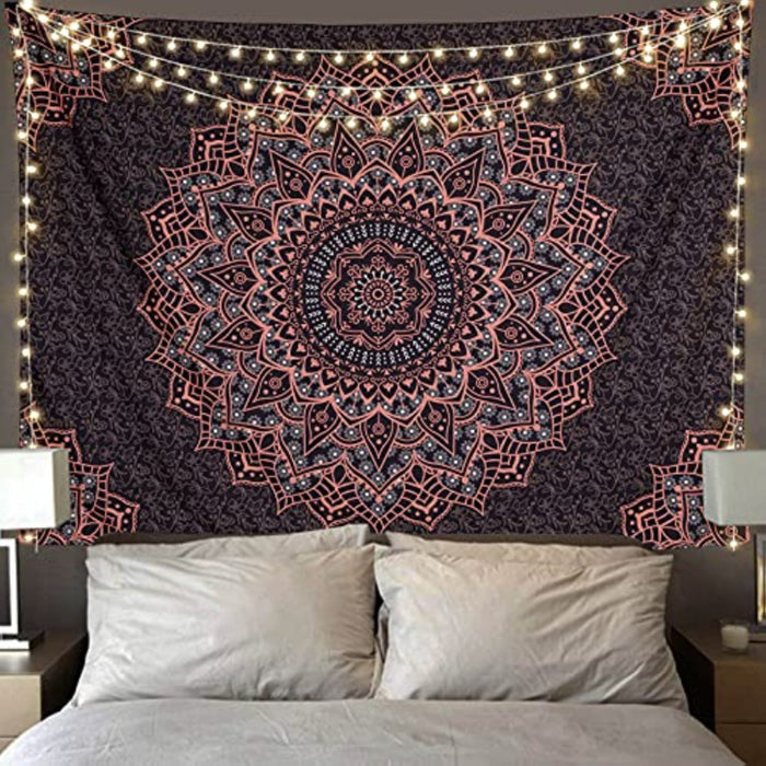 Black Pink Mandala Tapestry Wall Hanging Vintage Tapestries Aesthetic Hippie Wall Decor Bohemian Wall Art Boho Home Decoration for Bedroom,Living Room,Dorm