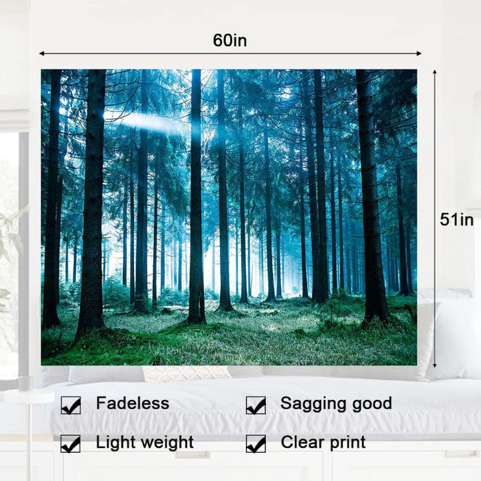 Forest Tapestry Home Decor Landscape Tapestry Living Room Bedroom Decoration Tapestry Magic Tapestry Curtain - Forest White Light