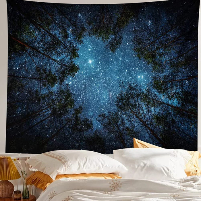 Forest Tapestry Home Decor Landscape Tapestry Living Room Bedroom Decoration Tapestry Magic Tapestry Curtain - Looking Up at The Stars