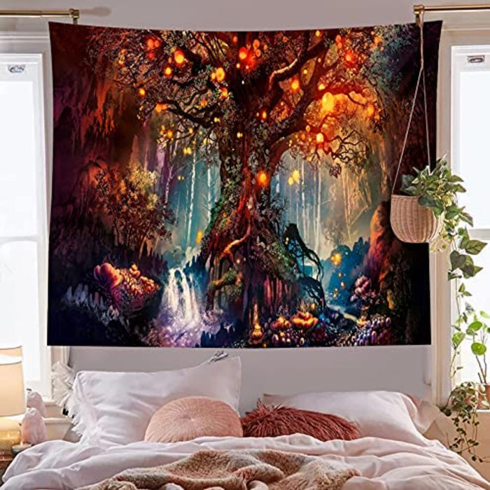 Forest Tapestry Home Decor Landscape Tapestry Living Room Bedroom Decoration Tapestry Magic Tapestry Curtain - Old Tree Red
