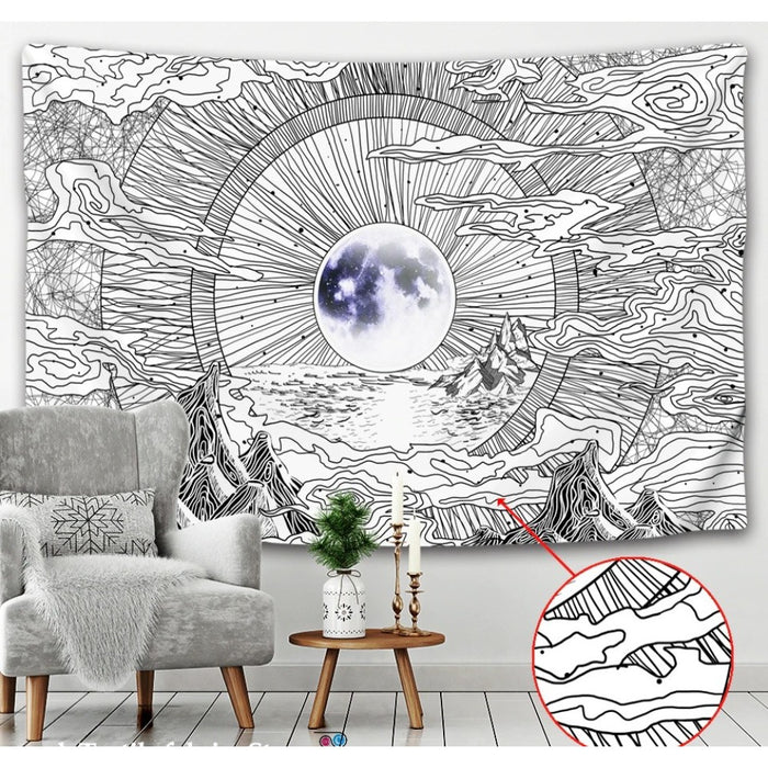 Sun And Moon Art Tapestry Wall Hanging Tapis Cloth