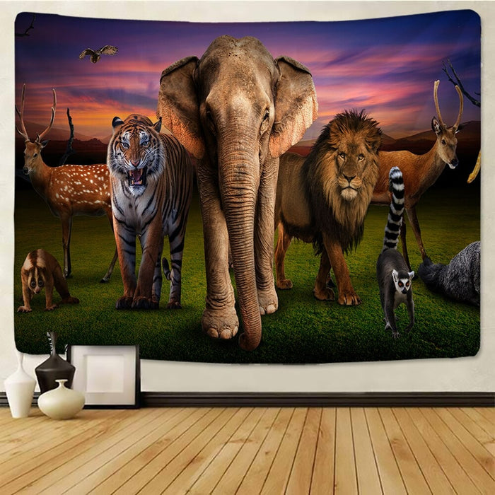 Lion Printed Tapestry Wall Hanging Tapis Cloth